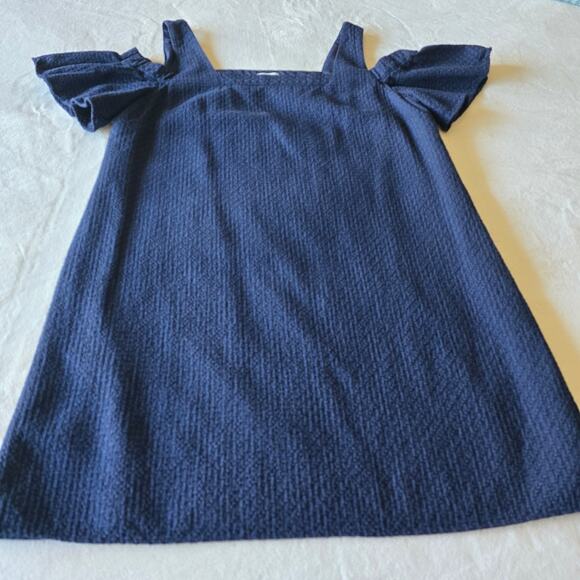 J. Crew Women’s Cold Shoulder Navy Blue Dress Sz XL Wedding Guest Minimalist - Picture 4 of 9